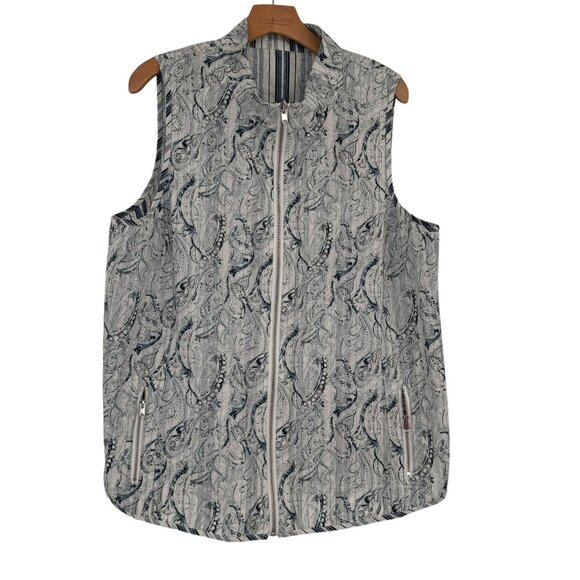 Chicos 3 zenergy Neema Reversible Vest Blue striped paisley womens size XL - Picture 14 of 14